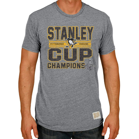 Camiseta gris con trofeo de hockey de campeones de la Copa Stanley de los Pittsburgh Penguins 2017 - Sporting Up