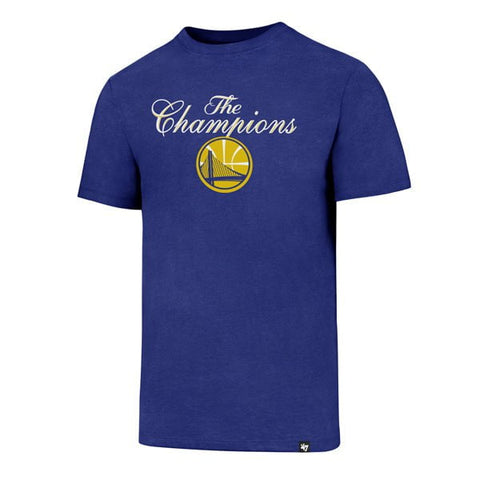 Golden State Warriors 47 Brand 2017  Finals Champions Script Blue T-Shirt - Sporting Up