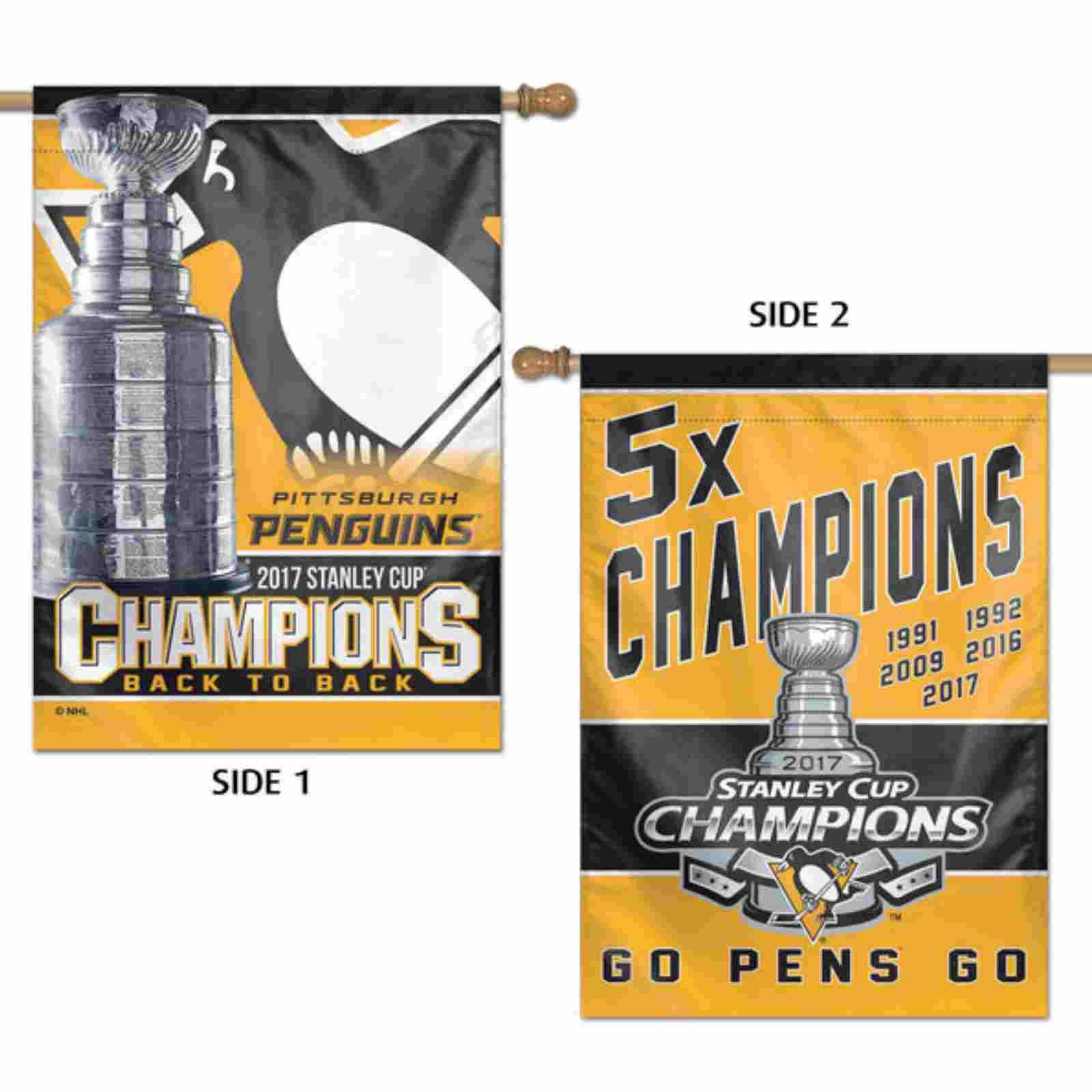  Pittsburgh Penguins 5 Time Stanley Cup Champions Flag : Sports  & Outdoors