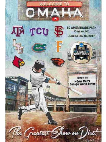 Shop 2017 NCAA College World Series CWS Official Final 8 Team Baseball Print Poster - Sporting Up