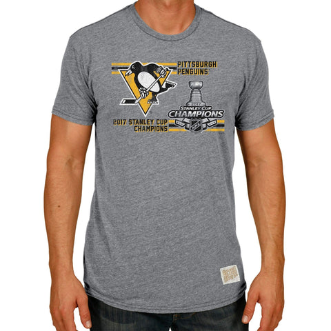 Camiseta gris ligera con trofeo de campeones de la Copa Stanley de los Pittsburgh Penguins 2017 - Sporting Up