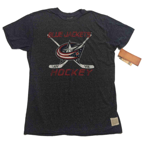 Shop Columbus Blue Jackets Retro Brand Navy Crossed Sticks Vintage Hockey T-Shirt - Sporting Up