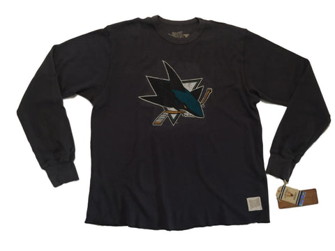 Shop San Jose Sharks Retro Brand Gray Waffle Long Sleeve Pullover Sweatshirt - Sporting Up