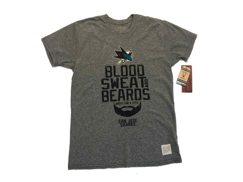 Achetez le t-shirt gris Beardgang Blood Sweat and Beards de la marque rétro des Sharks de San Jose - Sporting Up
