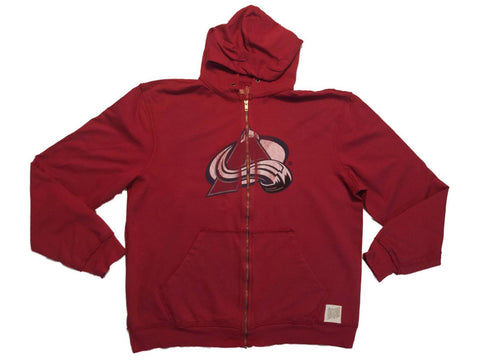 Shop Colorado Avalanche Retro Brand Red Full Zip Up Waffle Hooded Jacket - Sporting Up