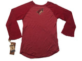 T-shirt raglan rouge à manches 3/4 pour femmes de marque rétro des Coyotes de l'Arizona - Sporting Up