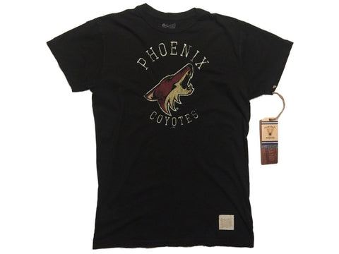 Phoenix Coyotes Retro-Marken-T-Shirt aus schwarzer Vintage-Baumwolle mit kurzen Ärmeln – sportlich