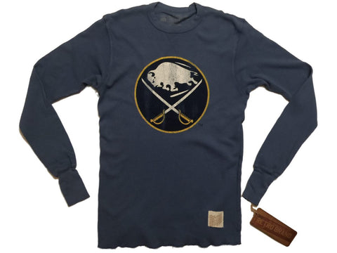 Buffalo Sabres Retro-Markenblaues, leichtes Pullover-Sweatshirt mit Waffelmuster – sportlich