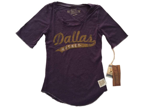 Dallas stars rétro marque femmes violet quart manches tri-mélange t-shirt - sporting up
