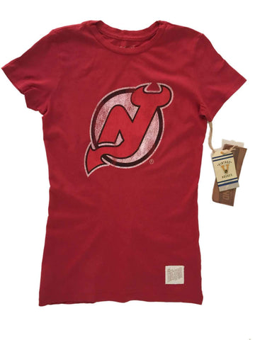 Shop New Jersey Devils Retro Brand WOMEN Red Vintage 100% Cotton T-Shirt - Sporting Up
