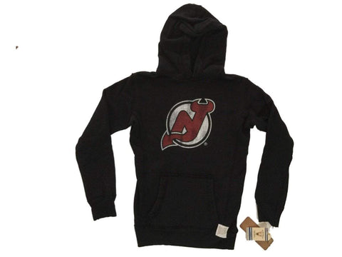 Shop New Jersey Devils Retro Brand Black Fleece Lined Pullover Hoodie Sweatshirt - Sporting Up
