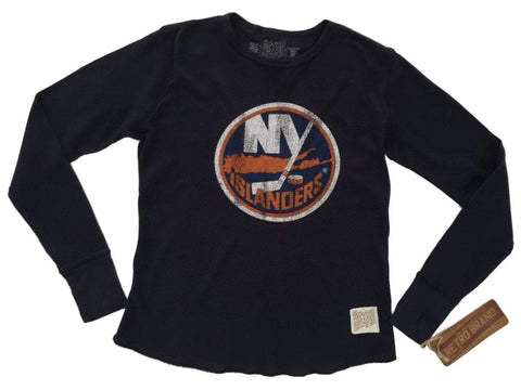Shop New York Islanders Retro Brand WOMEN Navy Waffled Long Sleeve T-Shirt - Sporting Up