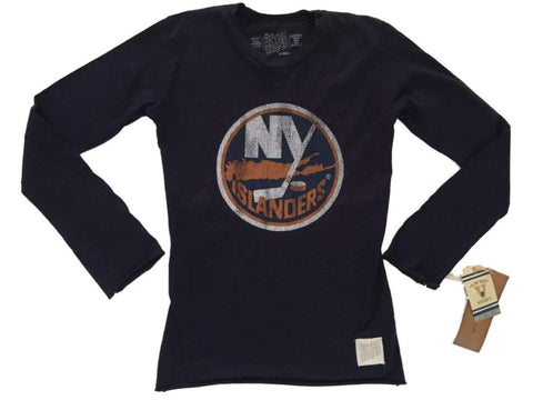 Shop New York Islanders Retro Brand WOMEN Navy Crew Neck Long Sleeve T-Shirt - Sporting Up
