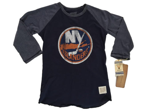 Shop New York Islanders Retro Brand WOMEN Navy Contrast 3/4 Sleeve T-Shirt - Sporting Up