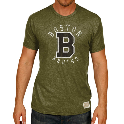 Shop Boston Bruins Retro Brand Melange Gold Big "B" Vintage Tri-Blend T-Shirt - Sporting Up
