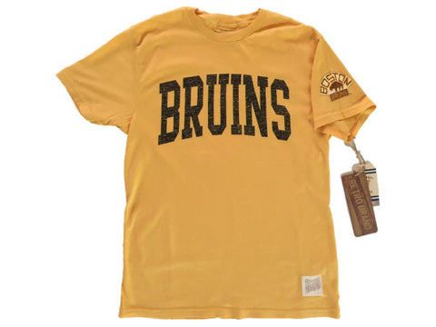 Boston bruins retromärke guld "bruins" 100 % bomull kortärmad t-shirt - sportig