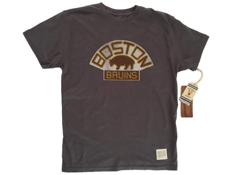 Shop Boston Bruins Retro Brand Charcoal 1926 Retro Logo Vintage Cotton T-Shirt - Sporting Up