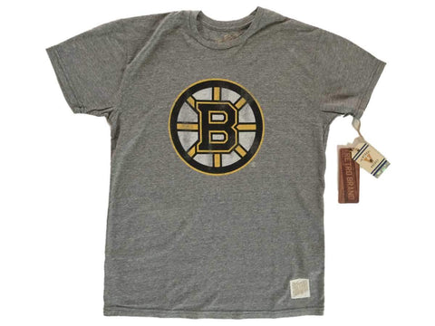 Shop Boston Bruins Retro Brand Gray Filled Hub Logo Vintage Tri-Blend T-Shirt - Sporting Up