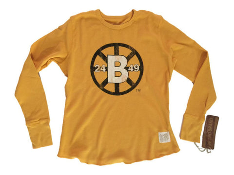 Shop Boston Bruins Retro Brand WOMEN Gold Waffle Long Sleeve T-Shirt - Sporting Up