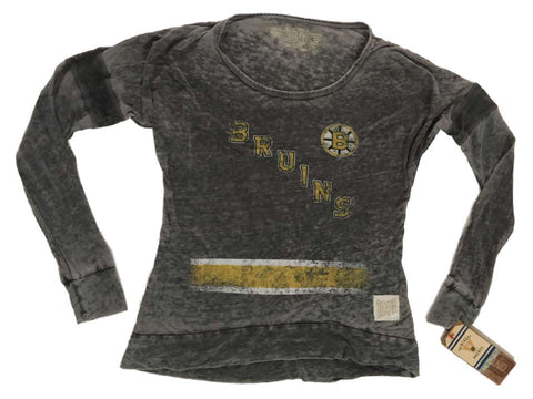 Shop Boston Bruins Retro Brand WOMEN Gray Translucent Long Sleeve Cuffed T-Shirt - Sporting Up