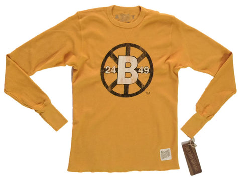 Boston bruins retro märke guld våfflor stil långärmad bomull t-shirt - sportig upp