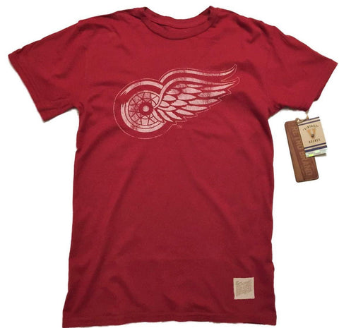 Dunkelrotes Vintage-Kurzarm-T-Shirt der Retro-Marke „Detroit Red Wings“ aus Baumwolle – sportlich
