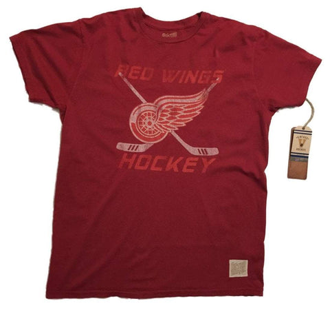 Detroit alas rojas marca retro palos de hockey rojos camiseta de algodón vintage - sporting up