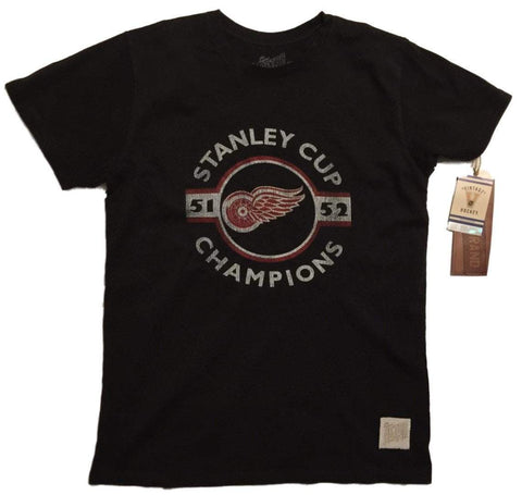Detroit red wings retromärke 1951 & 1952 stanley cup champions svart t-shirt - sportig