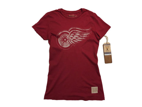 Detroit Red Wings Retro Brand WOMEN Red Vintage Cotton Crew Neck T-Shirt - Sporting Up