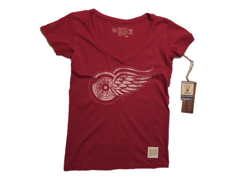 Shop Detroit Red Wings Retro Brand WOMEN Red Deep V-Neck Tri-Blend T-Shirt - Sporting Up
