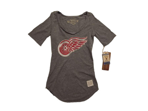 Shop Detroit Red Wings Retro Brand WOMEN Gray Quarter Sleeved Tunic T-Shirt - Sporting Up