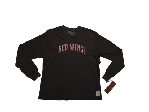Detroit Red Wings Retro Brand Charcoal Lightweight Waffle Pullover Sweatshirt - Sporting Up