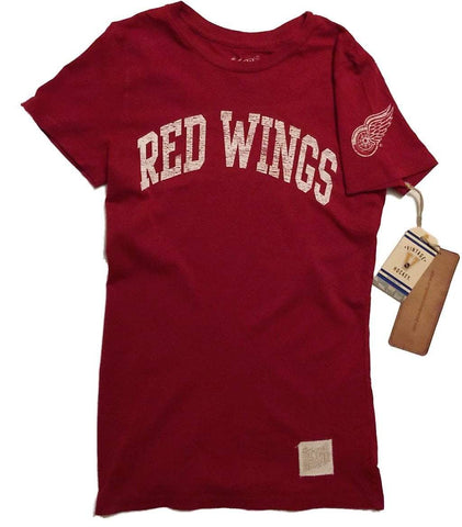 Shop Detroit Red Wings Retro Brand WOMEN Red Vintage Cotton Crew Neck T-Shirt - Sporting Up