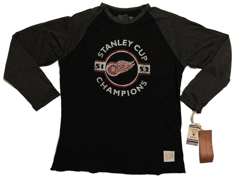 Shoppen Sie Detroit Red Wings Retro-Langarm-T-Shirt der Marke 1951–52 Stanley Cup Champions – sportlich