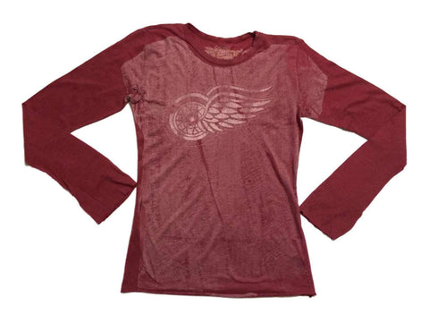 Detroit red wings retro märke kvinnor röd genomskinlig långärmad t-shirt - sportig upp