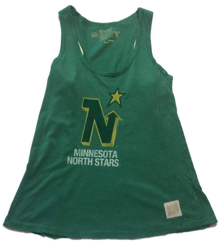 Shop Minnesota North Stars Retro Brand Green Soft Cotton Racerback Tank Top Shirt - Sporting Up