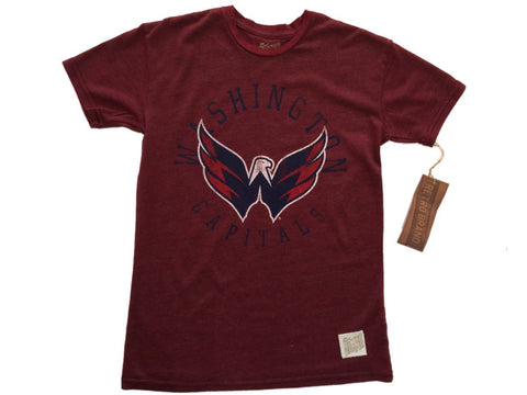 Washington Capitals Retro Brand Streaky Red Tri-Blend Flying Caps T-Shirt - Sporting Up