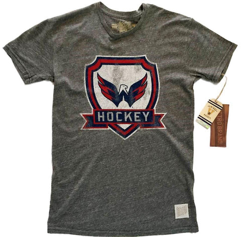 Shop Washington Capitals Retro Brand Gray Shield Logo Vintage Tri-Blend T-Shirt - Sporting Up