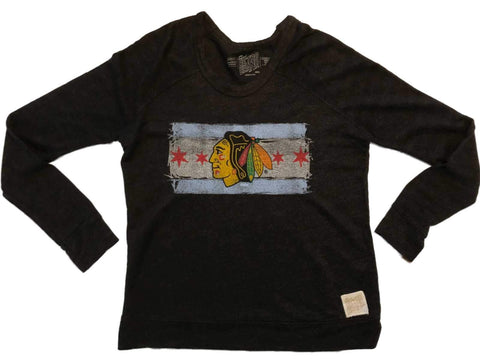 Chicago blackhawks retromärke kvinnor stars & stripes ls tjock stickad t-shirt - sportig upp
