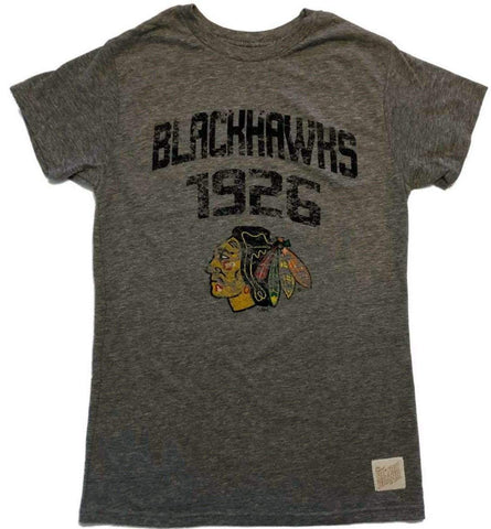 Shop Chicago Blackhawks Retro Brand Gray "1926" Soft Ultra Faded Logo SS T-Shirt - Sporting Up