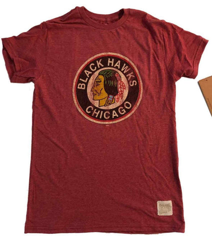Shop Chicago Blackhawks Retro Brand Faded Red Retro Vintage Logo SS T-Shirt - Sporting Up