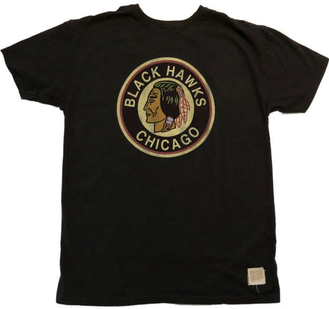 Shop Chicago Blackhawks Retro Brand Black Semi-Faded Vintage Retro SS T-Shirt (L) - Sporting Up