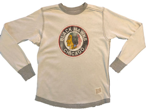 Chicago Blackhawks Retro-Marken-T-Shirt in cremefarbenem Vintage-Retro-Ls-Stil aus dickem Strick – sportlich