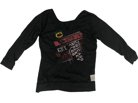 Chicago Blackhawks Retro Brand WOMENS Back Scoop 3/4 Sleeve T-Shirt - Sporting Up
