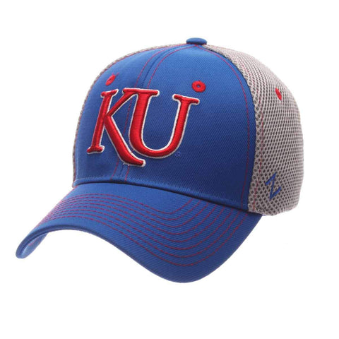 Shop Kansas Jayhawks Zephyr Pregame Blue Gray Stretch Fit Structured Hat Cap - Sporting Up