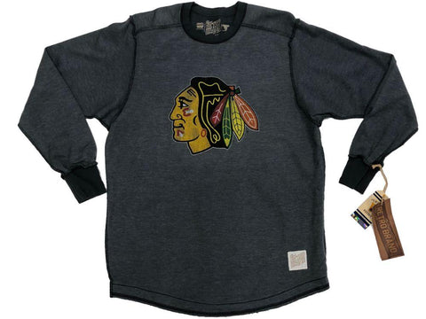 Handla chicago blackhawks retromärke grå "in och ut" tjock stickad ls crew t-shirt - sportig