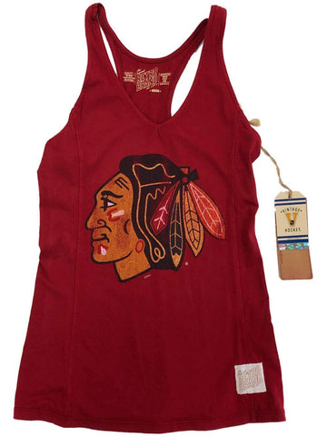 Shop Chicago Blackhawks Retro Brand WOMENS Deep Red Racerback Tank Top - Sporting Up
