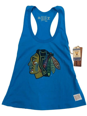 Chicago blackhawks retromärke himmelsblått racerback linne för dam - sportigt