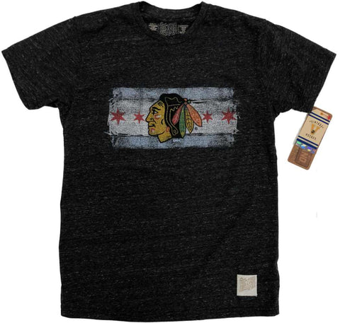 Shoppen Sie das Chicago Blackhawks Retro-Marken-T-Shirt mit Sternen und Streifen in Anthrazitgrau – sportlich