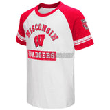 Wisconsin Badgers Colosseum juvenil raglán all pro camiseta blanca roja de manga corta - sporting up